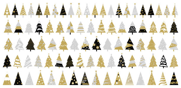 흰색 배경 벡터 그림에 크리스마스 트리 - christmas tree stock illustrations