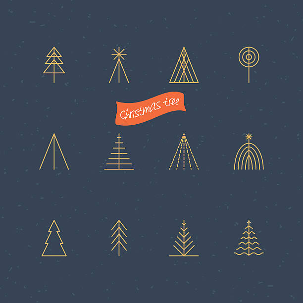 Christmas tree thin line icons for design Christmas tree thin line icons for design. Vector illustration christmas tree outline stock illustrations