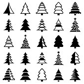 Christmas tree icon collection - vector illustration