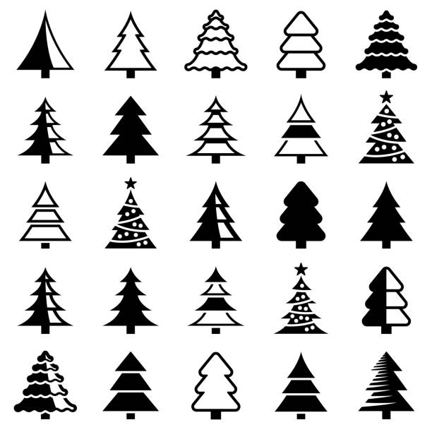 Christmas tree Christmas tree icon collection - vector illustration christmas tree stock illustrations
