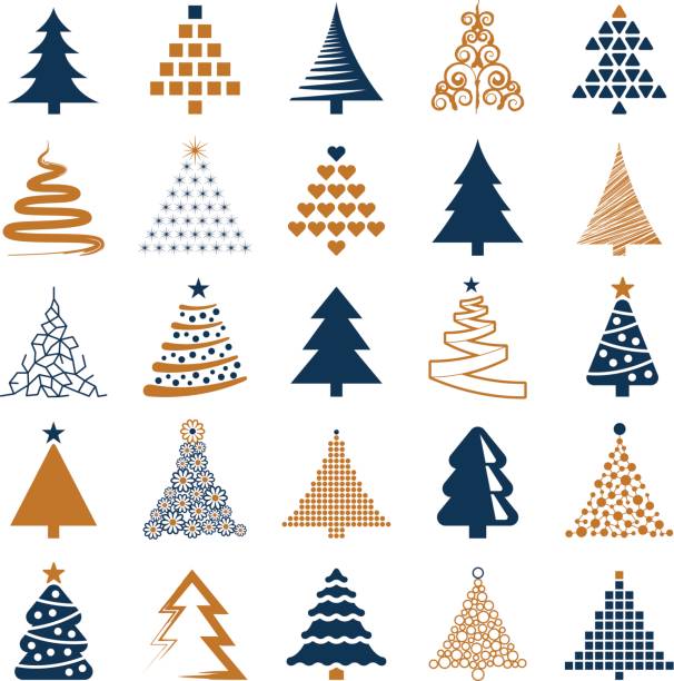 Christmas tree Christmas tree icon collection - vector illustration christmas tree outline stock illustrations