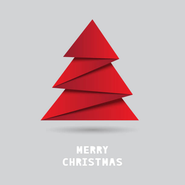 bildbanksillustrationer, clip art samt tecknat material och ikoner med julgran med origami stil - christmas tree
