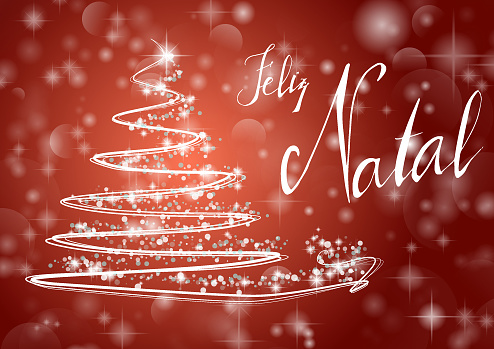 Christmas tree writing "Merry Chistmas" in portuguese "Feliz Natal"
