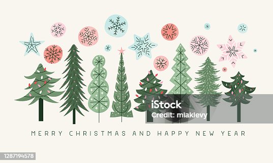 istock Christmas trees greeting card 1287194578
