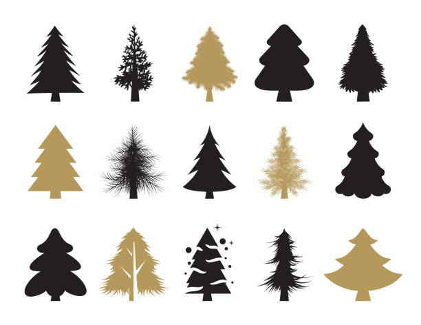 weihnachtsbäume - tannenbaum stock-grafiken, -clipart, -cartoons und -symbole