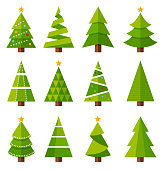 Christmas tree icon set - vector illustration