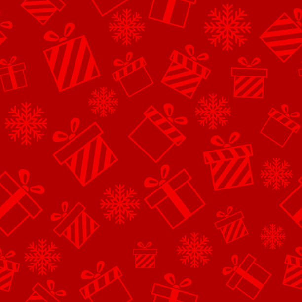 Christmas vector seamless pattern Christmas vector seamless pattern with gift boxes on red background. New year vector design. Wrapping paper for Christmas gift boxes, birthday, wedding and other holidays gift backgrounds stock illustrations