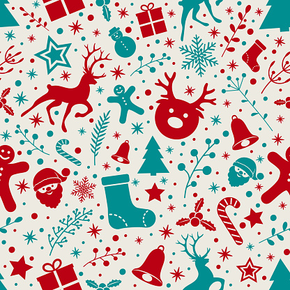 Christmas Wallpaper With Decorations Seamless Texture Vector Stock ...