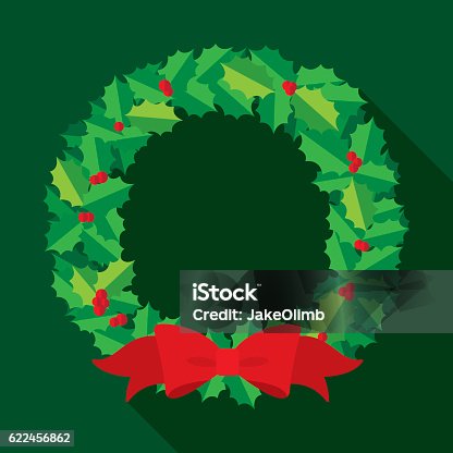 istock Christmas Wreath Flat 622456862