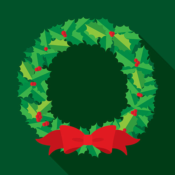 Christmas Wreath Flat Vector illustration of a Christmas wreath in flat style. wreath stock illustrations