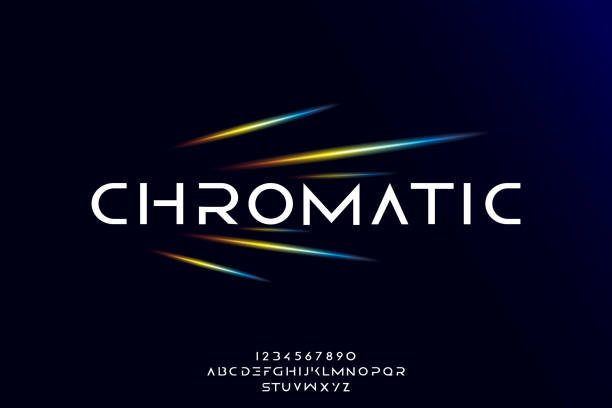 Chromatic, a modern minimalist futuristic alphabet font design an Abstract technology futuristic alphabet font. digital space typography vector illustration design techno music stock illustrations