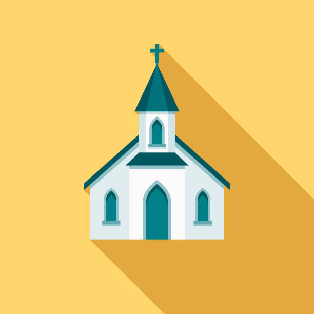 Church Flat Design Easter Icon with Side Shadow  easter sunday stock illustrations