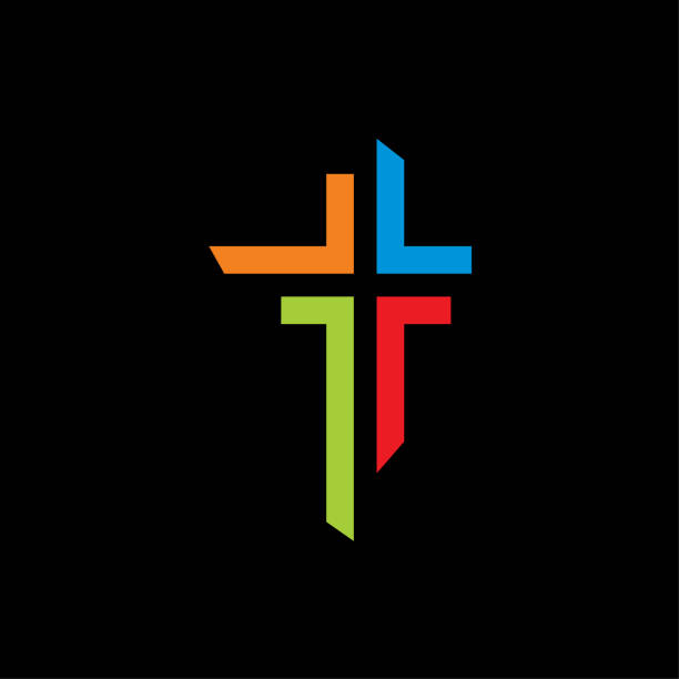 church icon symbol logo vector template colorful on black background church icon symbol logo vector template colorful on black background religious cross designs stock illustrations