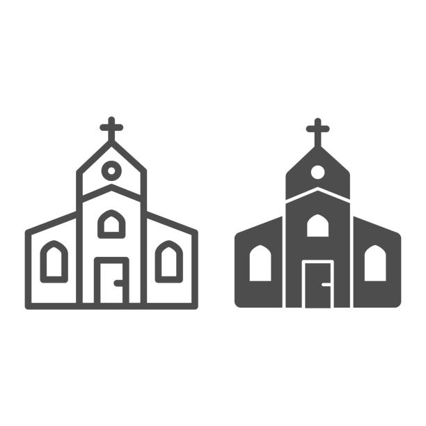 Church line and solid icon, Christmas concept, religious temple sign on white background, house of god icon in outline style for mobile concept and web design. Vector graphics. Church line and solid icon, Christmas concept, religious temple sign on white background, house of god icon in outline style for mobile concept and web design. Vector graphics chapel stock illustrations