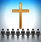 Church with Business Team Concept Stick Figures. This royalty free vector illustration features people stick figures on simple background. The man / woman figures are simple and black in color. The 100% editable conceptual illustration download includes vector graphic and jpg file.