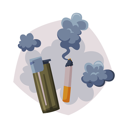 Cigarette Smoke, Air Passive Smoking Pollution Concept Vector Illustration