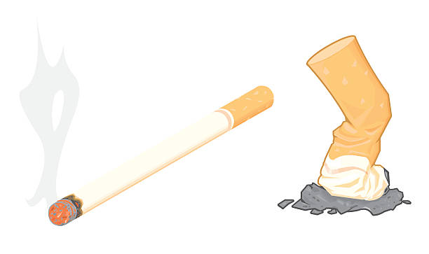 illustrations, cliparts, dessins animés et icônes de cigarette fumée avec ash et vos fessiers - cigarette