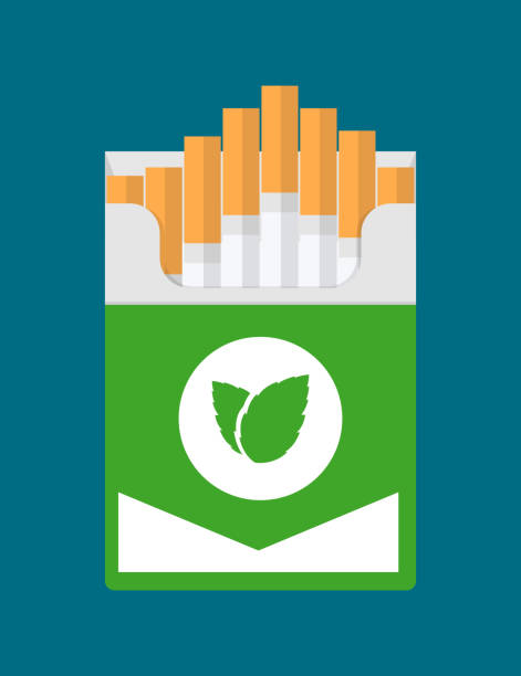 illustrations, cliparts, dessins animés et icônes de cigarettes à l'intérieur de la boîte verte avec icône de menthe - cigarette
