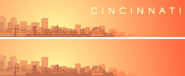 Cincinnati Beautiful Skyline Scenery Banner  cincinnati stock illustrations