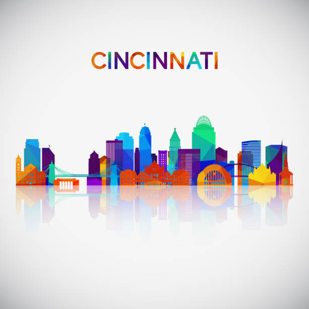 Cincinnati skyline silhouette in colorful geometric style. Symbol for your design. Vector illustration.  cincinnati stock illustrations