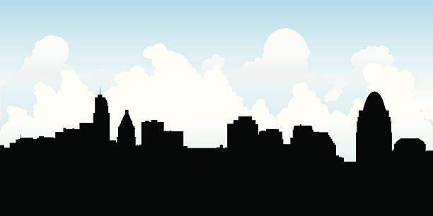 Cincinnati Skyline Silhouette Skyline silhouette of the city of Cincinnati, Ohio, USA. cincinnati stock illustrations