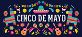 istock Cinco de Mayo - May 5, federal holiday in Mexico. Fiesta banner and poster design with flags, flowers, decorations 1135775621