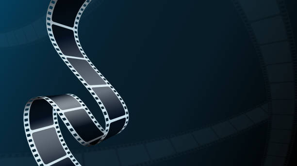 Cinema Background. 3D isometric film strip in perspective. Movie and cinema design for festival poster. Vector template cinema festival or presentation with place for text. Entertainment concept. Cinema Background. 3D isometric film strip in perspective. Movie and cinema design for festival poster. Vector template cinema festival or presentation with place for text. Entertainment concept clapboard photos stock illustrations