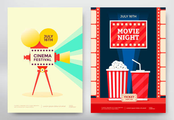 Cinema festival poster Cinema festival and movie night poster template. Vector illustration movie drawings stock illustrations
