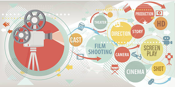 Cinema study Projection Cinema Study projection. movie designs stock illustrations