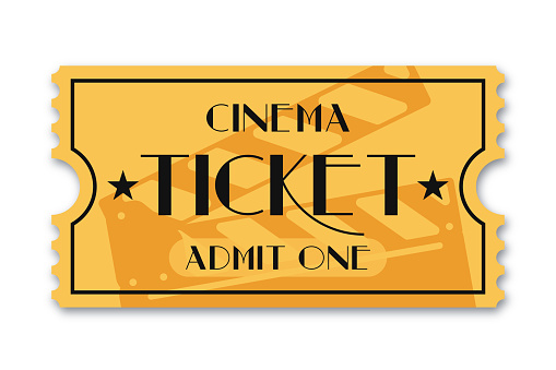 Cinema Ticket Isolated On Background Vintage Admission