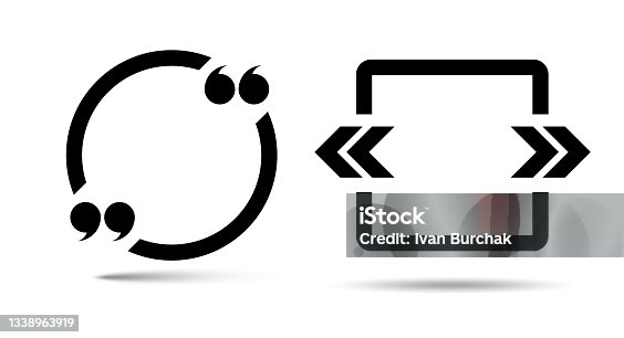 istock Circle and square quote frame icons. Quotation marks. Flat vector illustration 1338963919