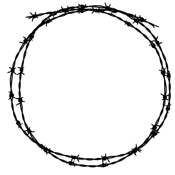 Circle barbed wire Silhouette of circle barbed wire barbed wire stock illustrations