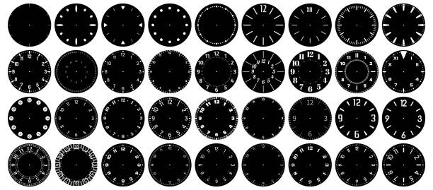 Circle clock face marks vector art illustration