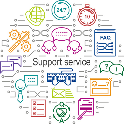 Kreisfarbe Collage Helpdesk Stock Vektor Art Und Mehr Bilder Von