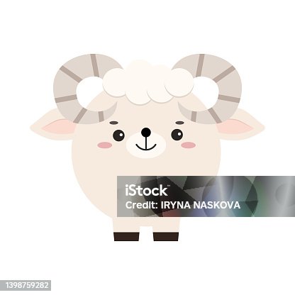 istock Circle farm ram animal face icon isolated on white background. 1398759282