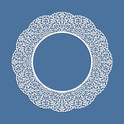 Circle frame with cutout lace border pattern