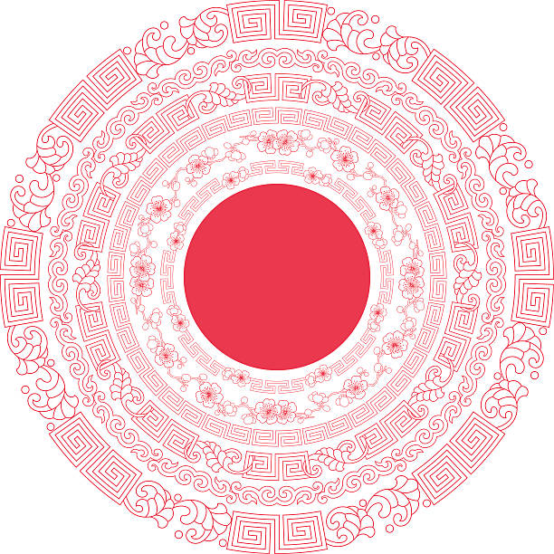 Circle frames of Chinese Style Circle frames of Chinese Style maze borders stock illustrations