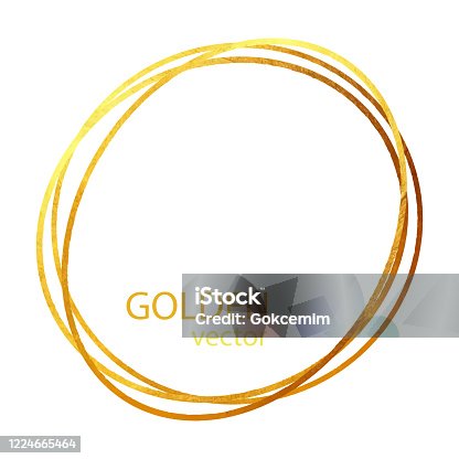 istock Circle Gold Foil Frame Isolated Background. Geometric Golden Frame Invitation Card Template. Gold Ring, Line Art. Vector Gold Border Design Element for Birthday, New Year, Christmas Card, Wedding Invitation. 1224665464