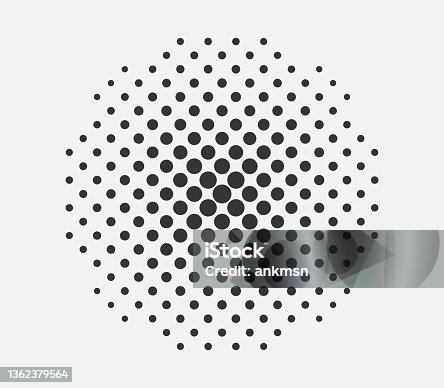 istock Circle halftone design element. Dots spotted black pattern. Comic style vector blob 1362379564