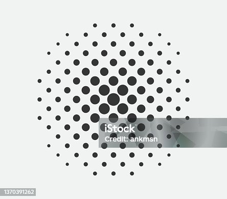 istock Circle halftone design element. Dots spotted black pattern. Comic style vector blob 1370391262