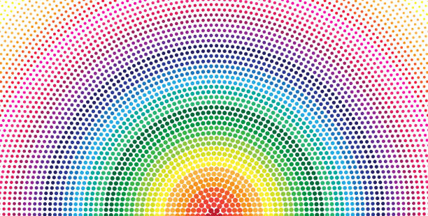 circle halftone with rainbow colore vector art illustration
