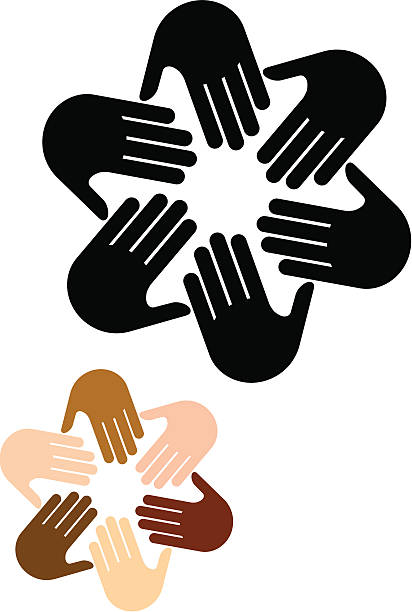 Circle of hands vector art illustration