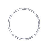 istock Circle rope frame for photo or picture in retro yacht style. Nautical design element for print and decoration. Maritime theme. Vector illustration 1340604268