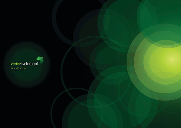 Circle shape technology abstract background Vector of circle shape and glowing lights abstract theme with green color background. green background illustrations stock illustrations