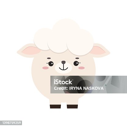 istock Circle sheep farm animal face icon isolated on white background. 1398759259