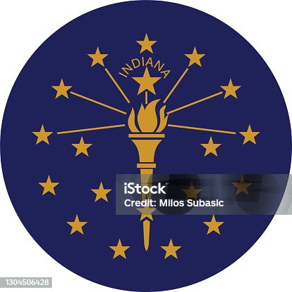 istock Circle state flag of US federal state of Indiana 1304506428