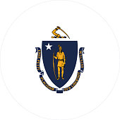 istock Circle state flag of US federal state of Massachusetts 1304506455