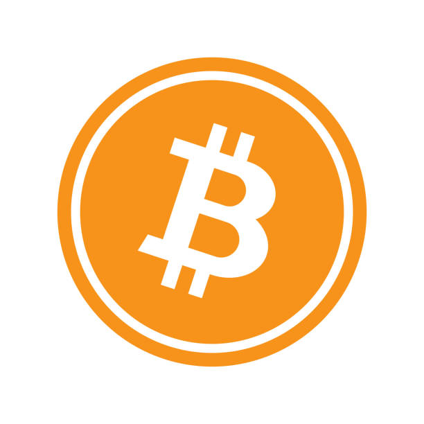 Circle with bitcoin Orange circle with isolated white bitcoin symbol bitcoin stock illustrations