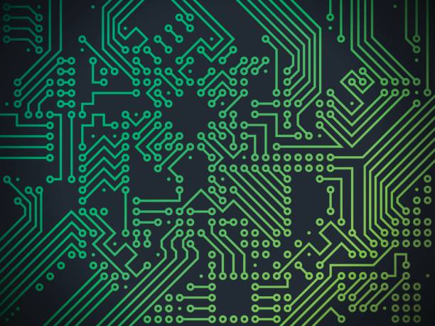 Circuit Board Technology Abstract Background Circuit board technology nodes abstract background. semiconductor illustrations stock illustrations