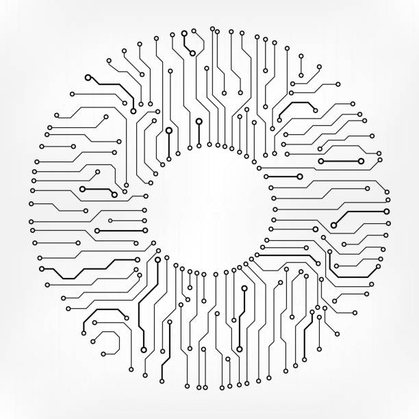 Circuit Board Technology Information Pattern Concept Vector Background. Circuit Board Technology Information Pattern Concept Vector Background. Grayscale Color Abstract PCB Trace Data Infographic Design Illustration. circuit board illustrations stock illustrations